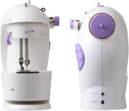 Професійна швейна машинка 4 в 1 Mini Sewing Machine SM - 202A (WJ-08), Портативна міні машинка 201 для шиття з адаптером і педаллю для дому Біла