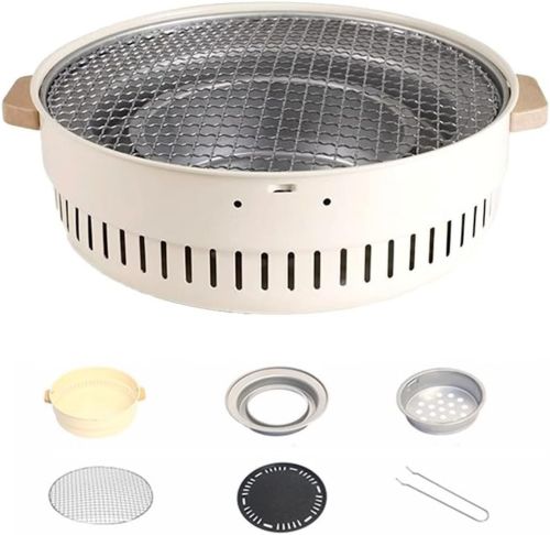 Бездимний круглий гриль з решіткою Stove NO.898 30 см для барбекю, Вугільна складна кругла піч для смаження м'яса, риби та овочів для кемпінгу