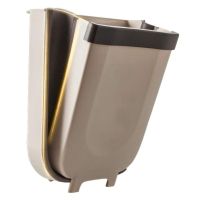 Складное навесное мусорное ведро контейнер на дверь Foltable Trash Bin Can в кухню или ванную, Раскладное ведро бак для мусора на дверцу Коричневое