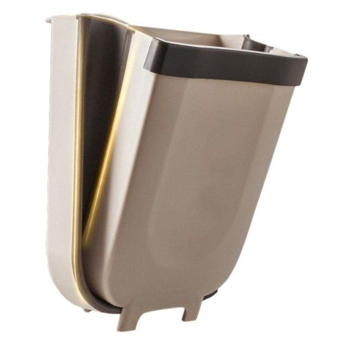 Складное навесное мусорное ведро контейнер на дверь Foltable Trash Bin Can в кухню или ванную, Раскладное ведро бак для мусора на дверцу Коричневое