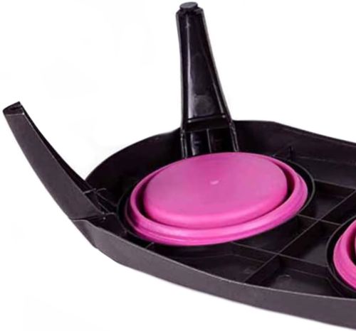 Нековзна подвійна миска Dougez Pet Bowl Set 2 в 1 для їжі і води на складаний підставці для собак і кішок 600мл, годівниця для домашніх тварин