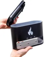 Настольный увлажнитель воздуха ночник с соляными камнями Docsal Flame Aroma Diffuser CAO с LED подсветкой 5W, Соляная лампа аромадиффузор Черный