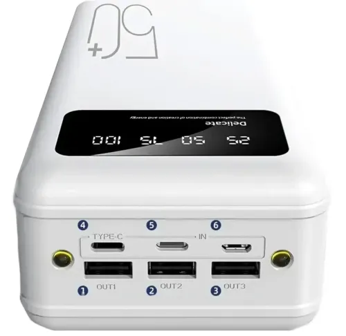 Зарядний пристрій УМБ Power Bank Viaking 50000 mAh smart-quality N7 3USB з ліхтариком , Портативна батарея повербанк зовнішній акумулятор YM-500