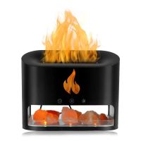 Настольный увлажнитель воздуха ночник с соляными камнями Docsal Flame Aroma Diffuser CAO с LED подсветкой 5W, Соляная лампа аромадиффузор Черный