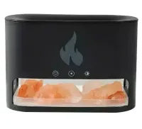 Настольный увлажнитель воздуха ночник с соляными камнями Docsal Flame Aroma Diffuser CAO с LED подсветкой 5W, Соляная лампа аромадиффузор Черный