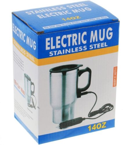 Автомобільна термокружка термос з підігрівом Electric Mug 140z чашка 400мл 12V, авто кружка кип'ятильник від прикурювача в машину 2240 Сріблястий