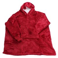 Толстовка-плед с капюшоном Huggle Hoodie Ultra Plush Blanket бордовая 2в1 унисекс оверсайз худи плюшевый плед с рукавами на флисе 74Х110 см Красная