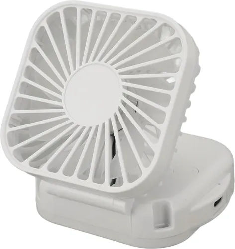 Складной аккумуляторный вентилятор Holding Fan YH-6 3 скорости с ремешком на шею, Беспроводной ручной охладитель YH6 на аккумуляторе от USB Белый