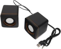 Мини USB колонки для ПК компьютера, ноутбука D-02A проводная компьютерная акустическая система 6.8Х6.8 см, маленькая музыкальная акустика 3.5 мм 5W