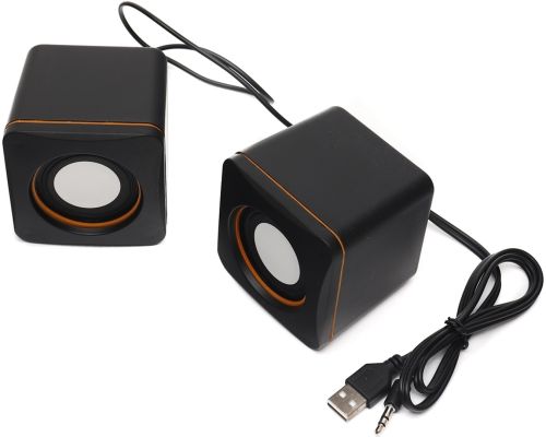 Мини USB колонки для ПК компьютера, ноутбука D-02A проводная компьютерная акустическая система 6.8Х6.8 см, маленькая музыкальная акустика 3.5 мм 5W