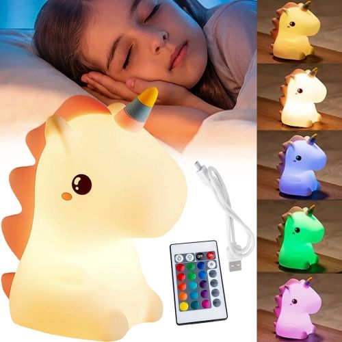 Детский силиконовый ночник Единорог Unicorn Silicone Night Light HQ8686 сенсорный светильник на аккумуляторе с RGB подсветкой и пультом USB