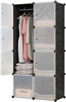 Складаний шафа органайзер для речей Storage Cube Cabinet MP-28-51 76х37х146 см Пластикова тумба на 8 секцій поличка для одягу та взуття Чорна MP28-51