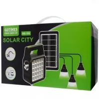 Автономна Сонячна зарядна станція Solar Gdlite GD-105 Power Bank з сонячною панеллю і 3 LED лампочки, Прожектор ліхтар з функцією повербанка