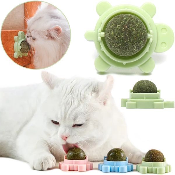 Іграшка ласощі кулька з котячою м'ятою PetLeon Черепашка обертовий ролик вкусняшка з натуральної м'яти для котів ласощі-кулька на липучці м'ята