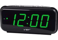 Електронні настільні годинники VST-738 зелені зі світлодіодним LED підсвічуванням мережевий циферблат, будильник з відстрочкою від мережі і батарейок
