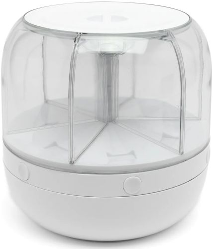 Обертовий диспенсер для круп на 6 відділень круглий органайзер AND640, ємність для зберігання сипучих продуктів з дозатором і порційним лотком для кухні