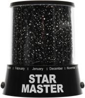 Нічник проектор зоряного неба Star Master gizmos дитячий настільний LED світильник, круглий космічний 3D нічник-проектор на батарейках USB Чорний