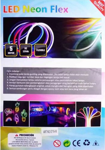 Світлодіодна силіконова стрічка Led Neon 0719 Біла 5 м неонова гнучка підсвітка в силіконі з блоком живлення від мережі 3000К IP65 12v-220v White