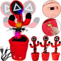 Розмовляючий танцюючий кактус гра в кальмара Dancing Squid Toy з підсвічуванням 32 см інтерактивна співоча дитяча іграшка повторюшка на акумуляторі