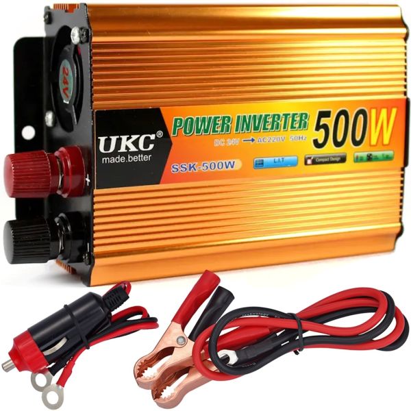 Автомобільний інвертор UKC SSK 24V-220V 500W авто перетворювач напруги струму від прикурювача та акумулятора, зарядний із захистом від перегріву