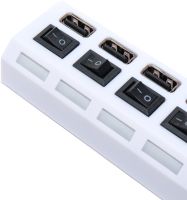 USB хаб Memos на 4 порти з перемикачами White, живлення від USB 2.0 розгалужувач з кнопками on off концентратор перехідник HUB 480 Мбіт 5В Білий
