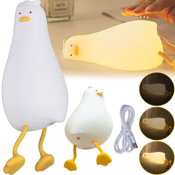 Дитячий настільний нічник Качка Duck Sleep K-1096 силіконовий сенсорний світильник, бездротова акумуляторна лампа підставка для телефону від USB
