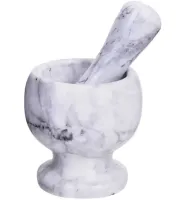Ручная мраморная ступка с двухсторонним пестиком Frico FRU-059 для измельчения и перетирания специй, перца и семян, Толкушка из натурального камня