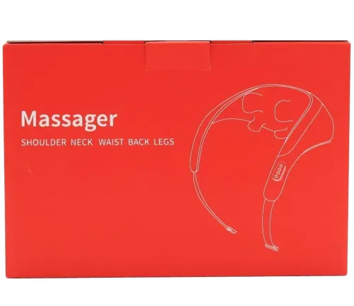 Електричний ударний масажер Electric Neck Massager XL - 653 з підігрівом для спини, плечей і шиї, акумуляторний роликовий масажер MAG - 724 Сірий