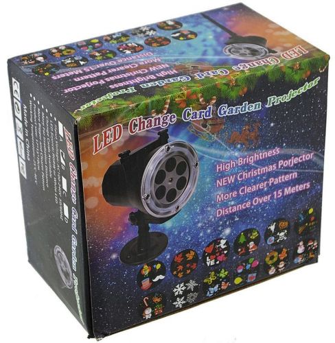 Вуличний лазерний проектор Led Change card Garden Projector PJ-518 на 12 картриджів RGB зображень, Новорічний світлодіодний диско прожектор з пультом