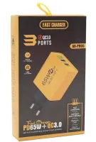 Мережевий зарядний пристрій зарядка зарядка BauTech APD-60 65W USB 2Type-C блок живлення адаптер зі швидкою зарядкою для мобільного телефону GaN PD 65Вт Жовтий