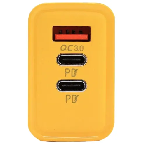 Мережевий зарядний пристрій зарядка зарядка BauTech APD-60 65W USB 2Type-C блок живлення адаптер зі швидкою зарядкою для мобільного телефону GaN PD 65Вт Жовтий