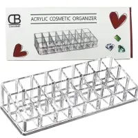 Універсальний акриловий органайзер підставка Lipstick Shelf на 24 комірки для зберігання косметики і помади Контейнер для макіяжу і дрібниць прозорий