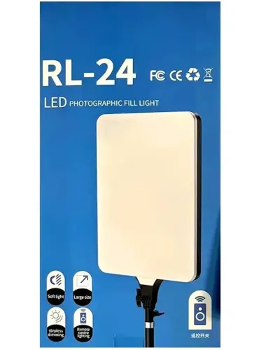 Светодиодная прямоугольная лампа Ring Light RL-24 100W LED прожектор 39x27см 3 режима свечения с пультом ДУ для студийной фото видео съемки от сети