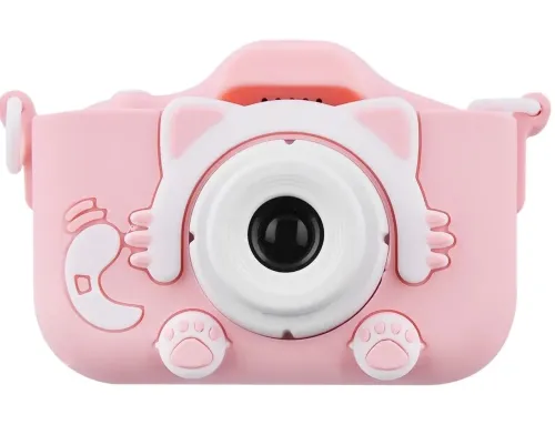 Дитячий цифровий фотоапарат Smart kids Kitty XO XJ01 з селфи камерою і відео зйомкою 600mAh, Камера Котик 2 " з вбудованими іграми для дітей Рожевий