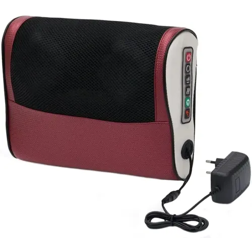 Масажна подушка для спини і шиї Massage Cushion FG214 3 режими роботи з підігрівом 24w роликовий масажер FG - 214 15 кульок від мережі і прикурювача