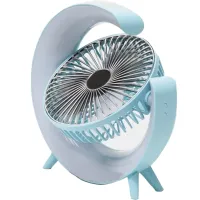 Настільний акумуляторний вентилятор Colorful Desktop Fan FH - 668 зі світлодіодним RGB підсвічуванням 5W, що обертається бездротової охолоджувач повітря
