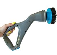 Бездротова щітка для прибирання Hurricane Muscle Scrubber 4 насадкия, акумуляторна чистяча щітка від USB з насадками для чищення поверхонь сіра
