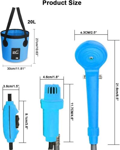 Автомобільний портативний душ Washing Spray With Bucket 12V на 20л, Похідний душ від прикурювача Автомийка для відпочинку на природі і миття машини