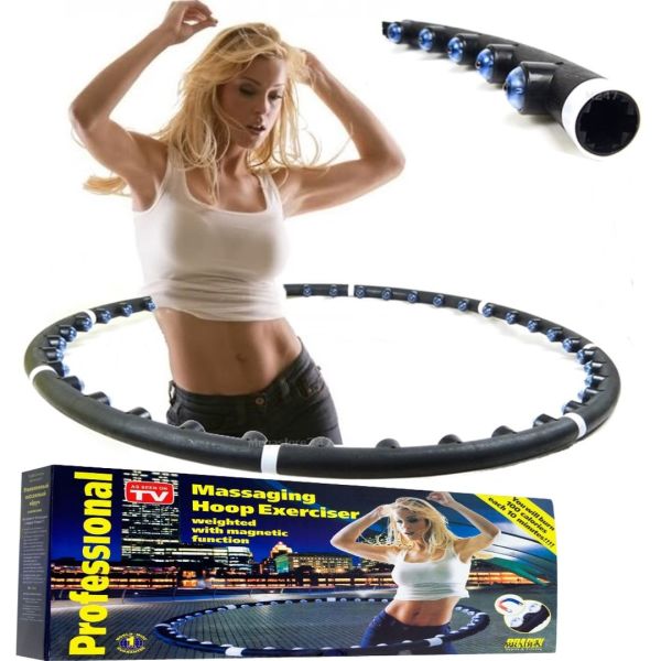 Спортивний масажний обруч Hula Hoop (Хула хуп) Professional massaging Exerciser, обтяжений з магнітами хулахуп для схуднення розбірний Хула-хуп