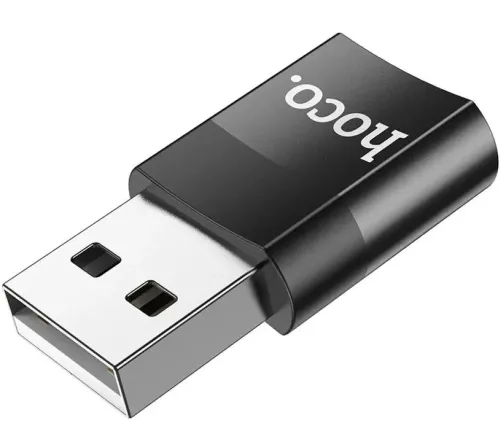 Універсальний перехідник Hoco UA17 USB to Type-C з функцією зарядки і передачі даних до 480 Мбіт/с, Адаптер Хоко юсб на USB-C 3A 60W Чорний, Адаптер Хоко юсб на USB-C 3A 60W