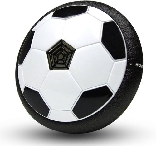 Електричний літаючий м'яч Hoverball, Дитячий аеромяч повітряний ховербол з LED підсвічуванням і музикою для гри в футбол на батарейках чорно білий