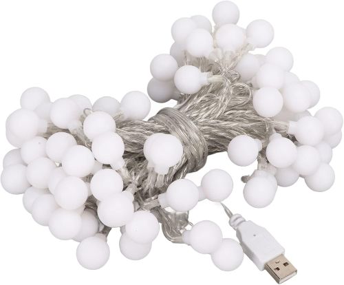 Внутрішня Світлодіодна гірлянда кульки 3м 20 LED кульок від USB Теплий білий, новорічна гірлянда 3 метри для будинку від юсб тепла Біла