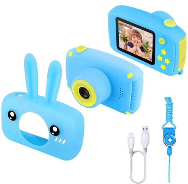 Дитячий акумуляторний фотоапарат DVR Baby Camera XL - 500R зайчик, Дитяча цифрова камера 7688 600mAh, цифровий фотоапарат для дітей Блакитний