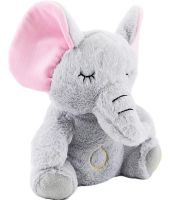 Інтерактивна м'яка іграшка дихаючий Слоник Elephant для сну новонароджених дітей, м'який музичний слон нічник 30 см з диханням від батарейок Сірий