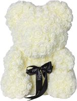 Маленький ведмедик з штучних 3D троянд Teddy Bear de Luxe 25 см White, Білий ведмідь Тедді
