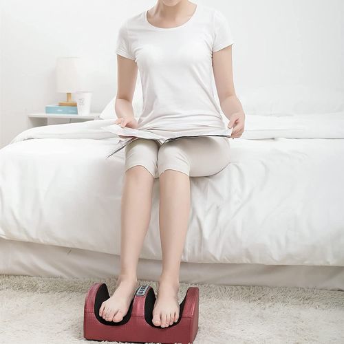 Вібраційний масажер для ніг Foot Massager MP-2257, електричний масажер для розминання ступень ніг і литок з підігрівом, Електромасажер Червоний