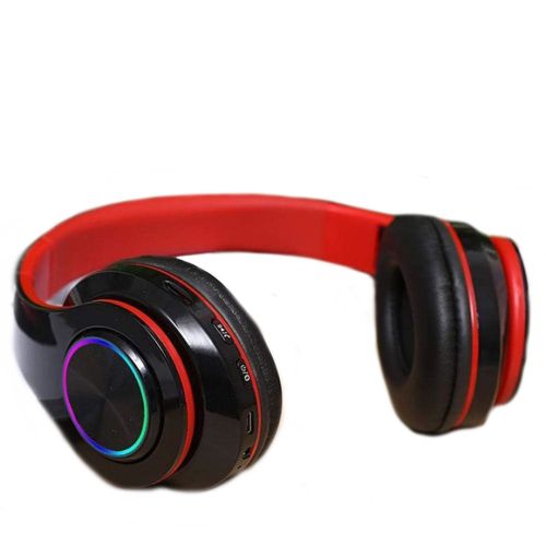 Бездротові накладні навушники Bluetooth B39 Black з мікрофоном підтримкою TF-карти і LED підсвічуванням SD AUX блютуз стерео навушники чорно-червоні