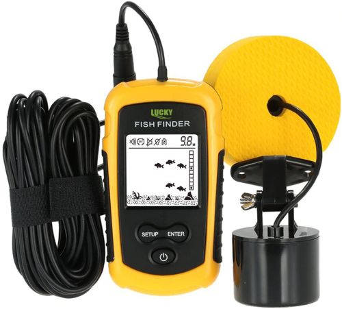 Портативний ехолот Lucky Fish Finder FFW1108 - 1 з кольоровим екраном до 100м для пошуку риби Універсальний провідний риболокатор для риболовлі Жовтий