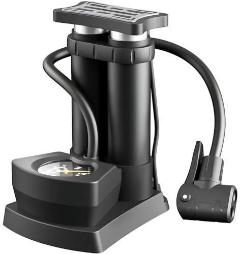Велосипедний ножний насос Air pump AND S98-2409-Y з ніпелем і манометром, двоциліндровий компресор 160psi для накачування коліс велосипеда і м'ячів