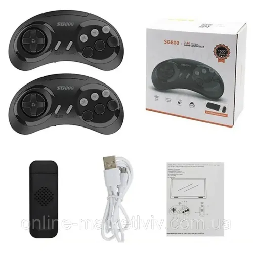 Ігрова відео приставка Sega Game Controller SG800 8bit 1600 ігор з 2 бездротовими джойстиками, Бездротова консоль Dendy HDMI для телевізора
